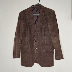 Mens Brown Corduroy Blazer Lg Two Button Classic Sport Coat Jacket‎ Holiday